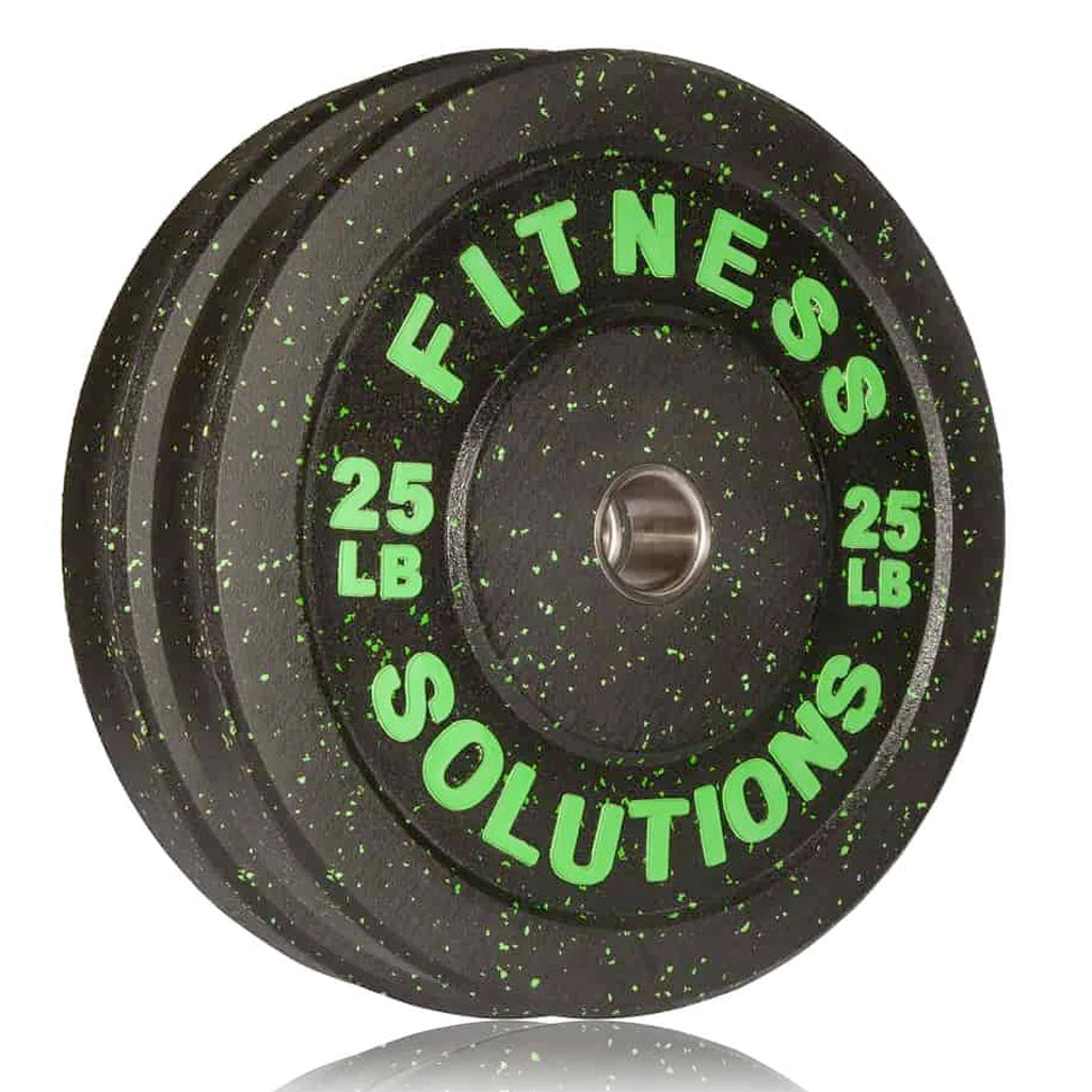 Par de discos bumper olímpicos 25 libras goma negra para levantamiento olímpico y CrossFit Fitness Solutions