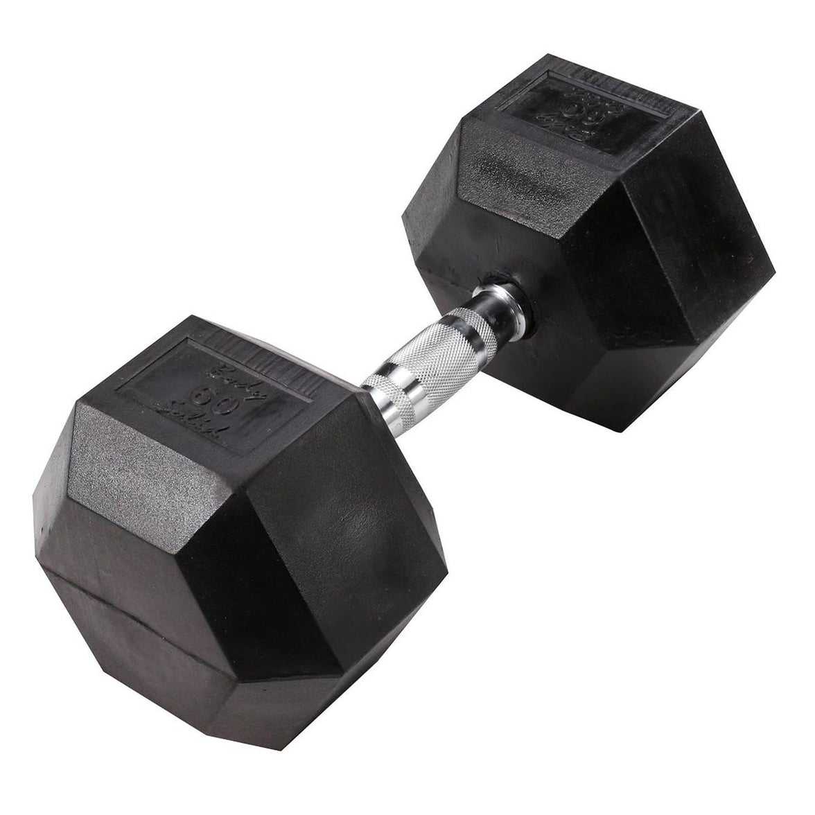 Mancuerna hexagonal 30 libras recubierta en goma negra antideslizante anti rodadura Fitness Solutions