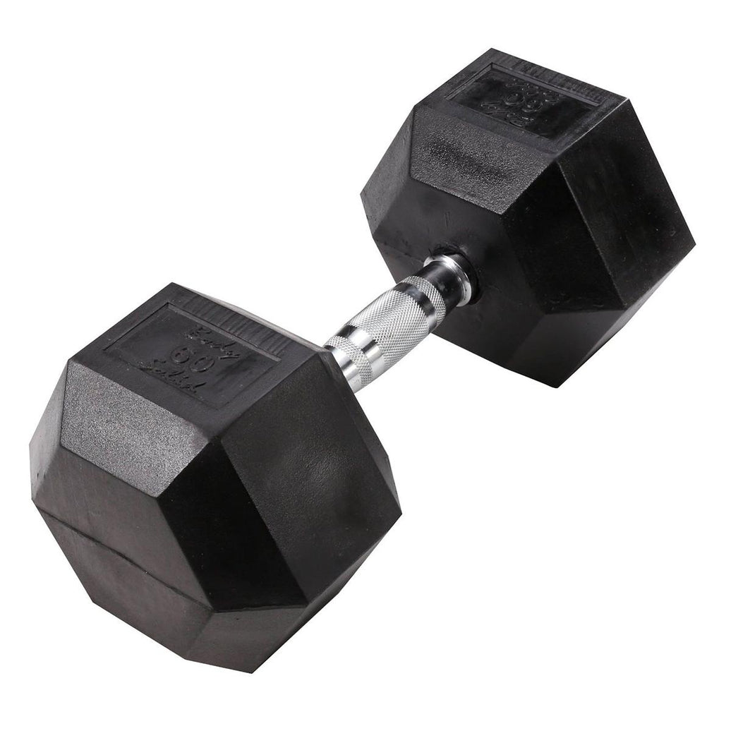 Mancuerna hexagonal 15 libras recubierta en goma negra antideslizante anti rodadura Fitness Solutions