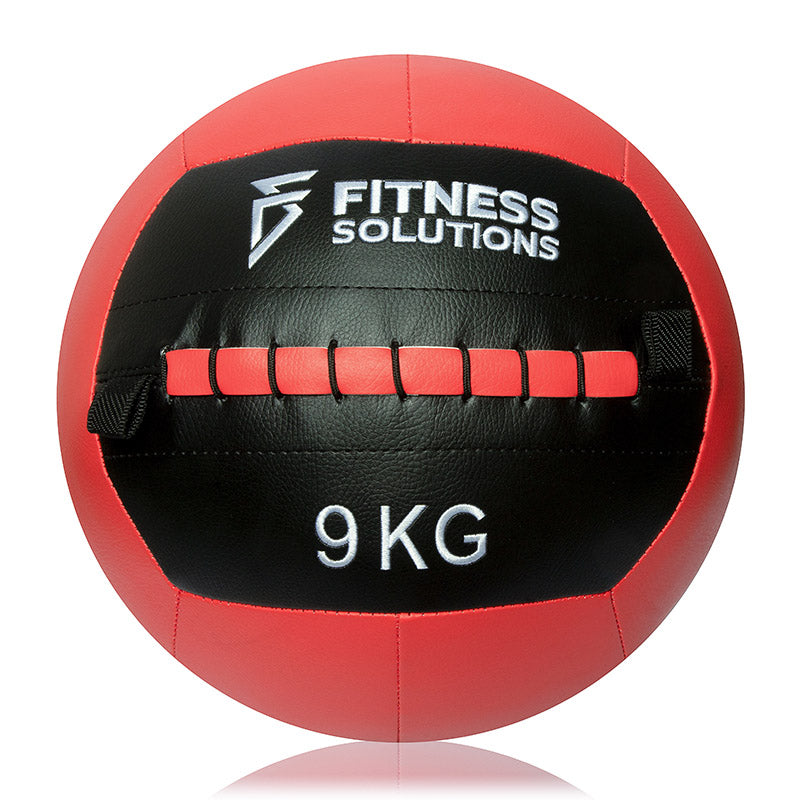 Balón medicinal Pro 9 kilos cuero sintético negro para lanzamientos y trabajo funcional Fitness Solutions